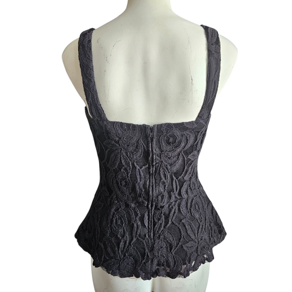 A. Byer Black Floral Lace Tank Style Top Size Large Goth Dark Romantic Coquette - Picture 3 of 9